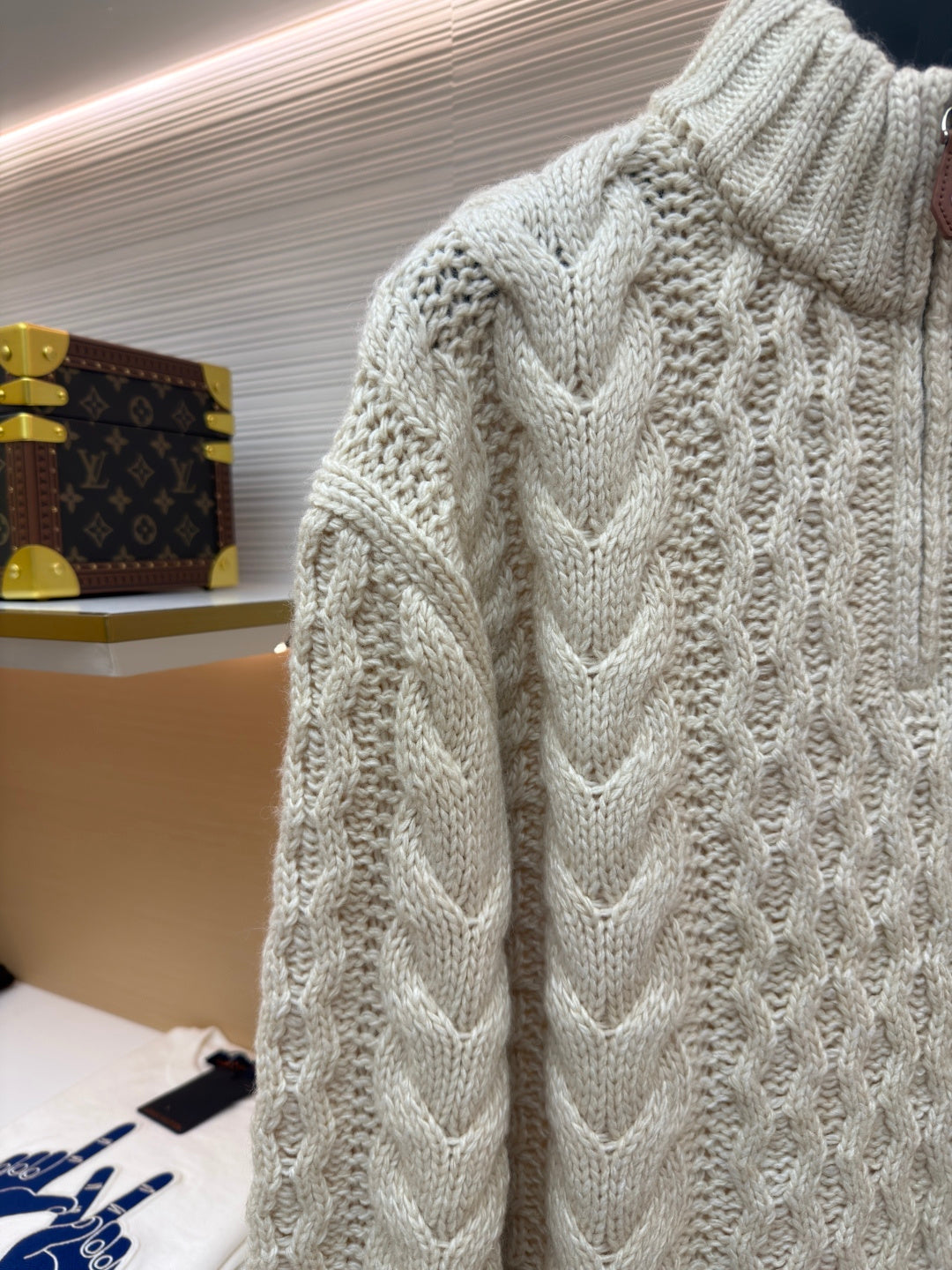 Cable-Knit Wool Half-Zip Sweater