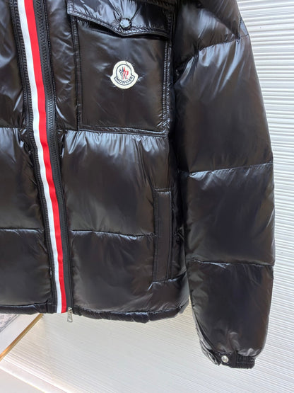 Logo Patch Hooded Down Jacket