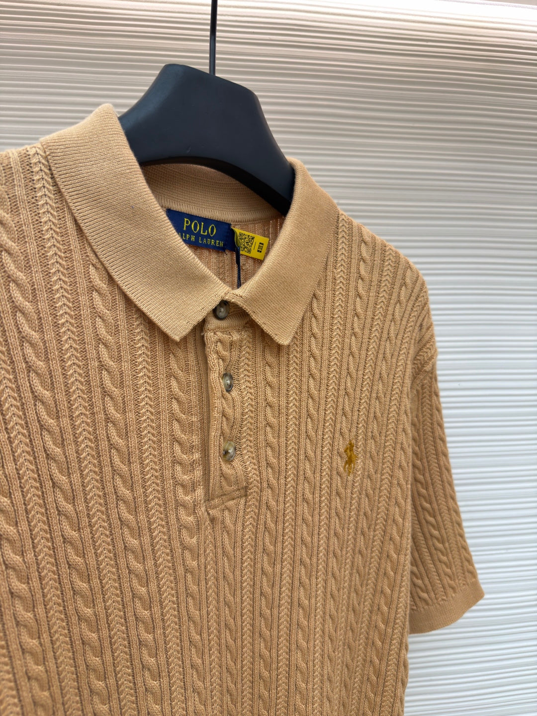 Cable-Knit Knit Polo