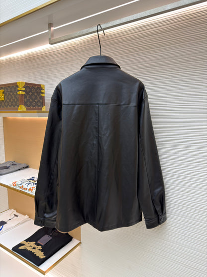 Triangle Logo Leather Jacket