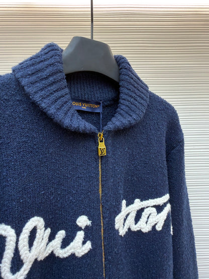 LV Logo Wool Knit Cardigan
