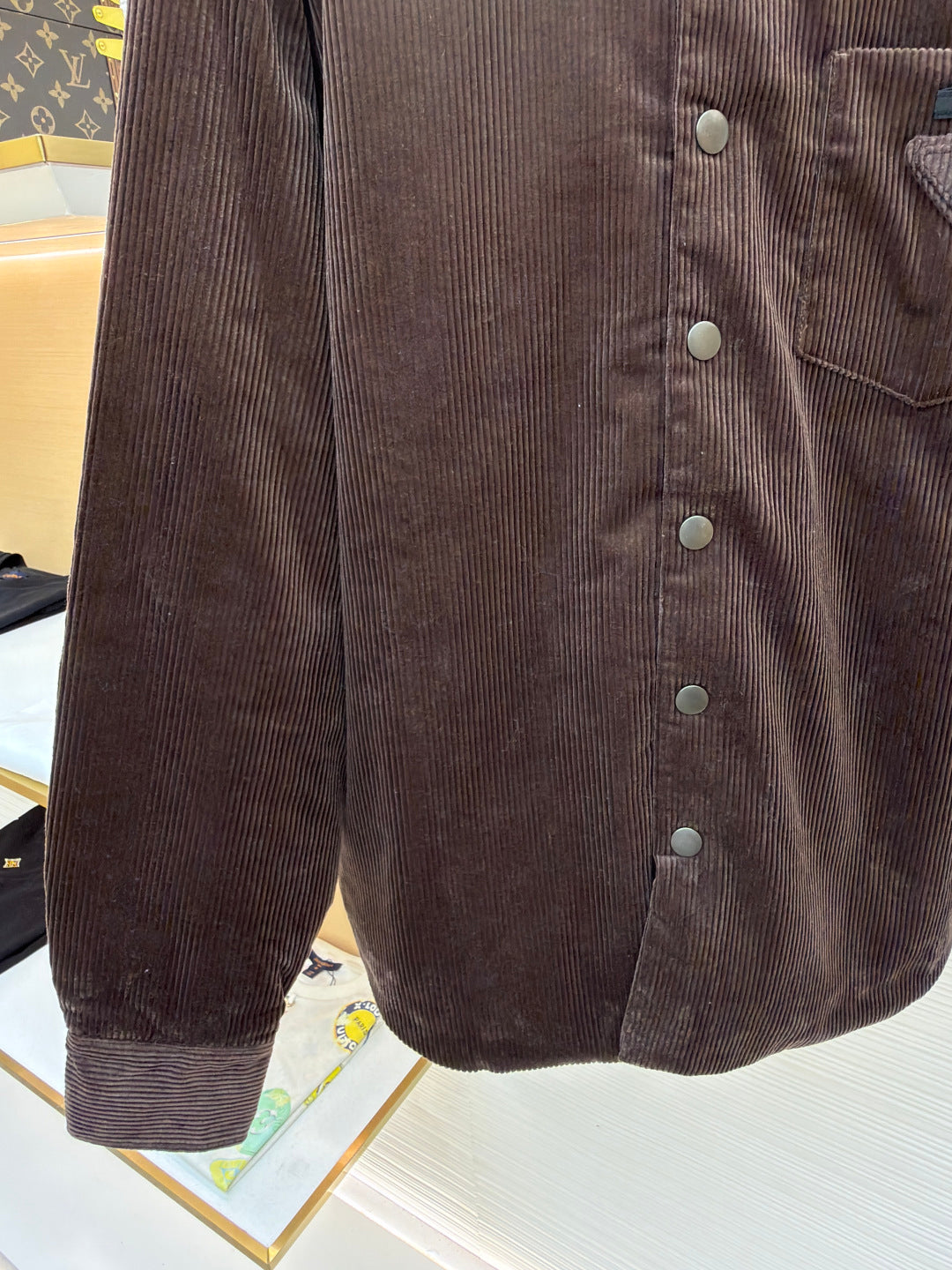 Triangle Logo Corduroy Down Jacket