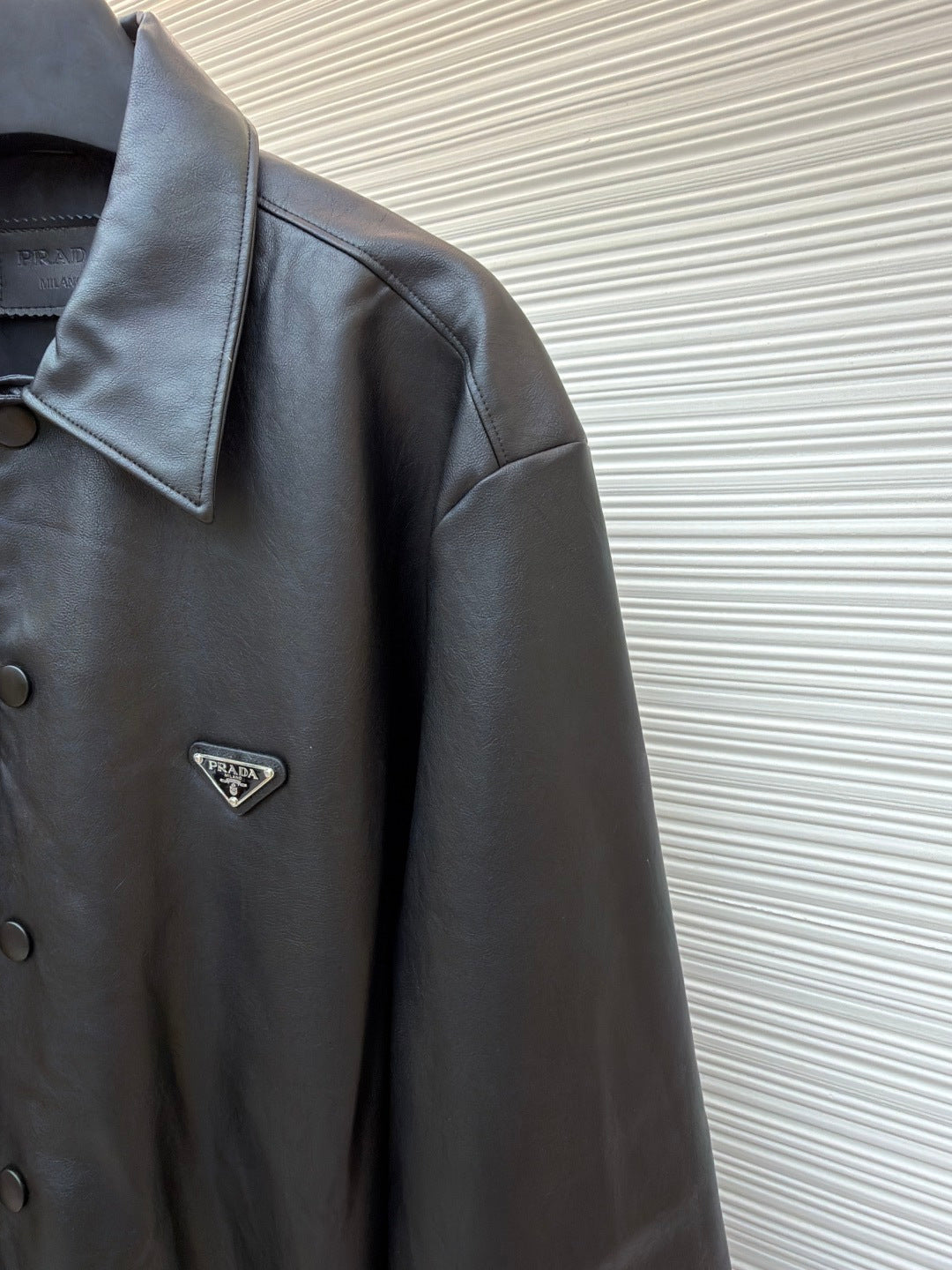 Triangle Logo Leather Jacket