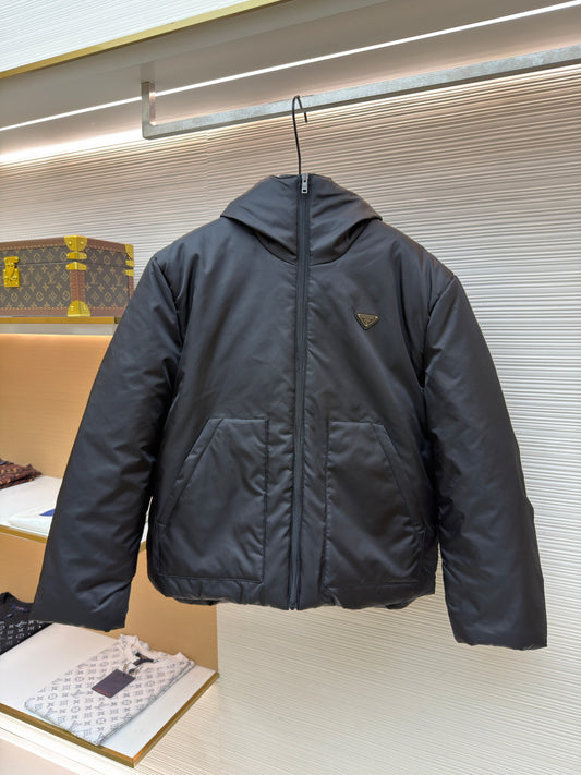 Triangle Logo Hooded Down Jacket