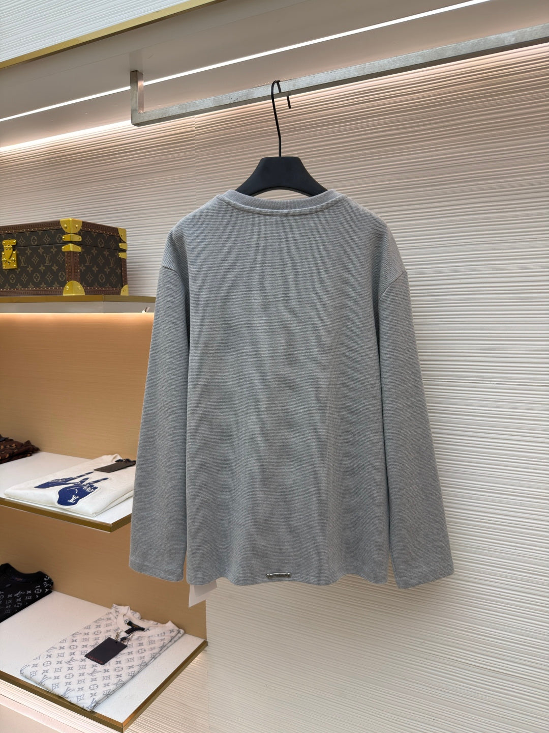 Waffle-Knit Crewneck Sweatshirt