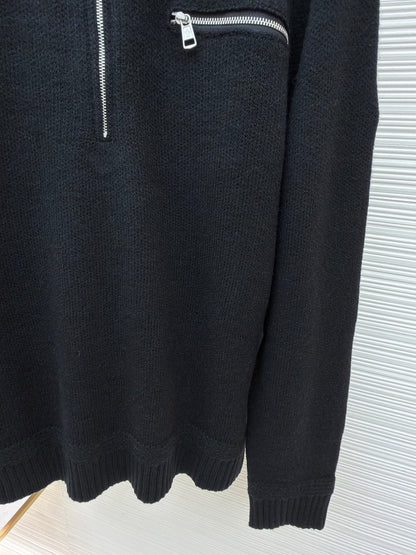 Logo Patch Half-Zip Sweater