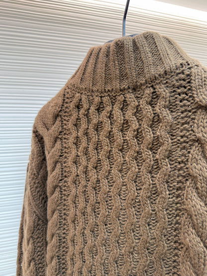 Cable-Knit Wool Half-Zip Sweater