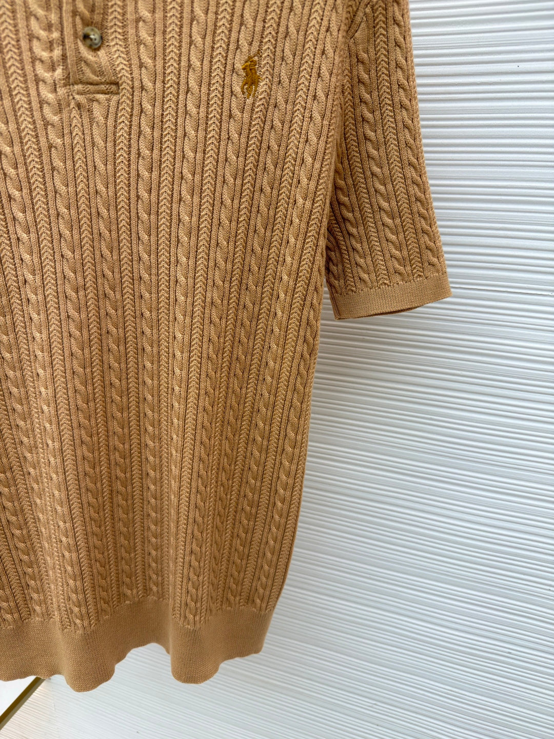 Cable-Knit Knit Polo