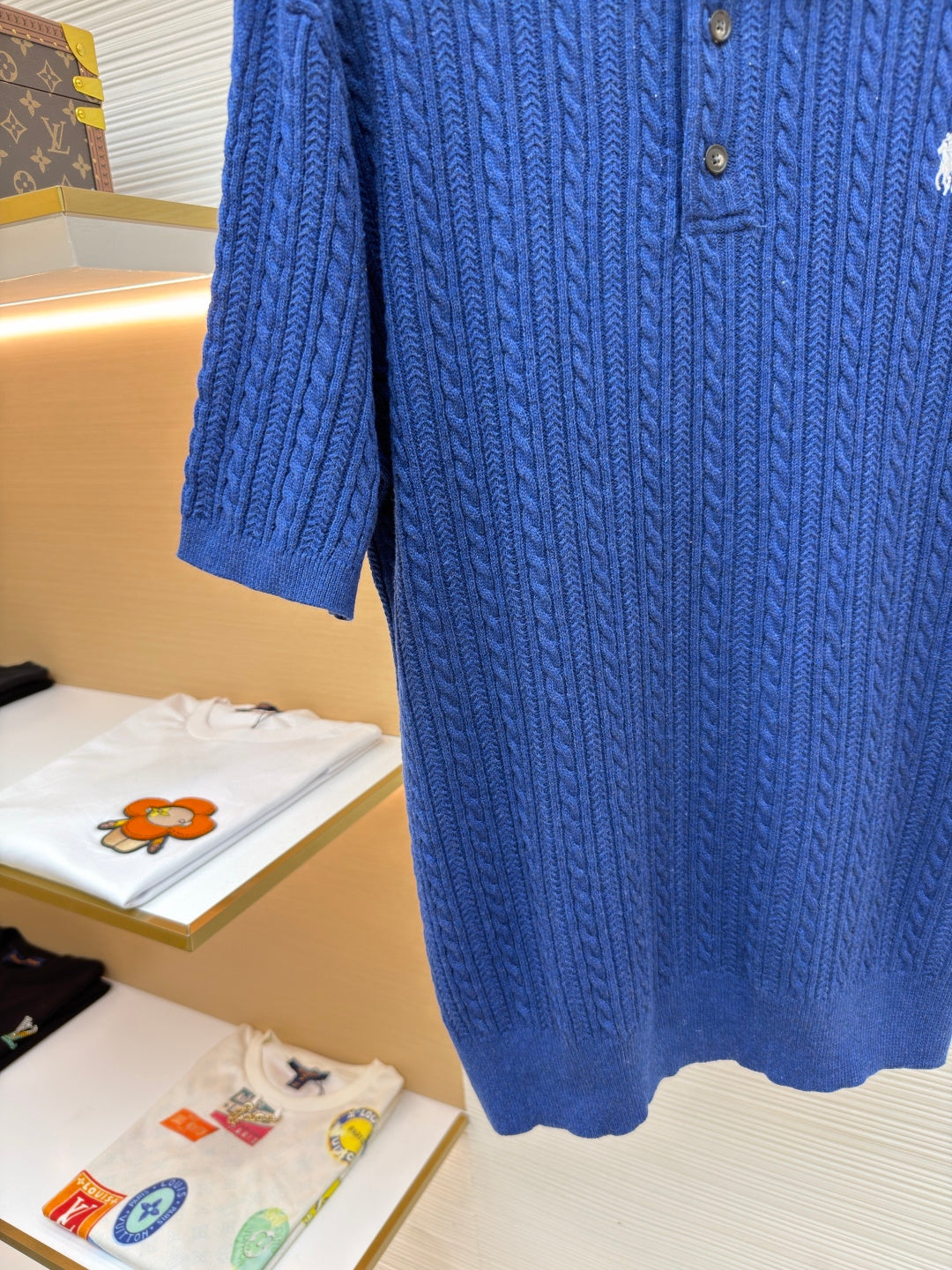 Cable-Knit Knit Polo
