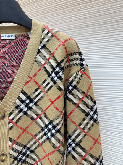 Vintage Check Knit Cardigan