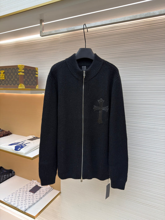 Cross Patch Wool Zip Jacket