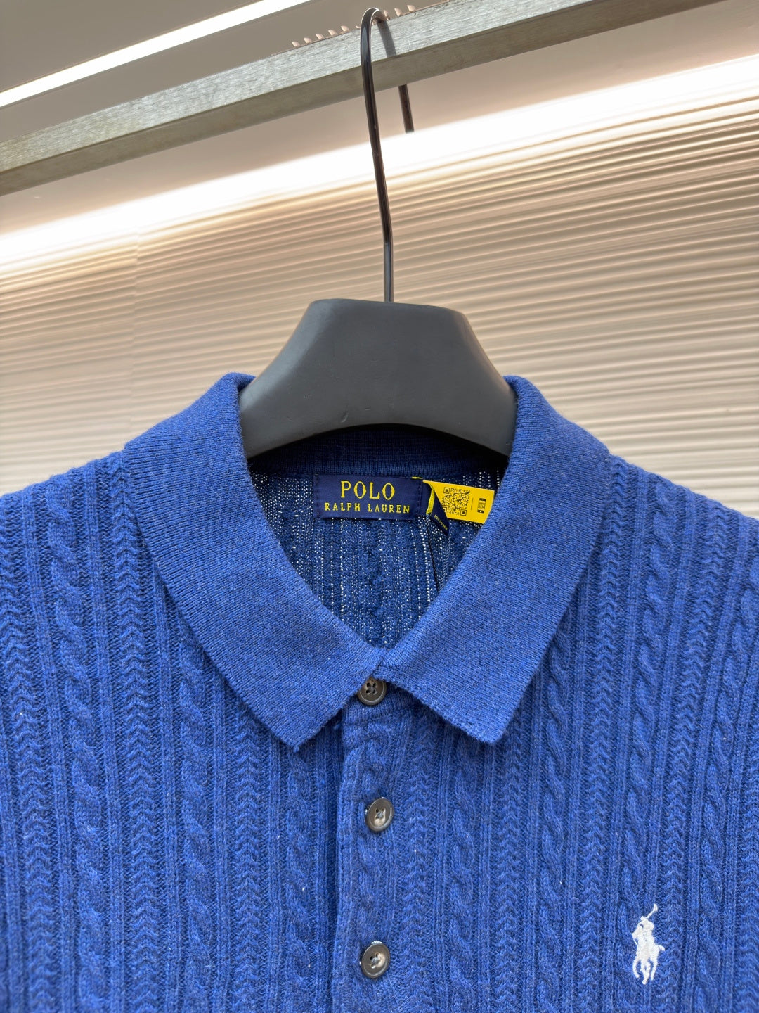Cable-Knit Knit Polo