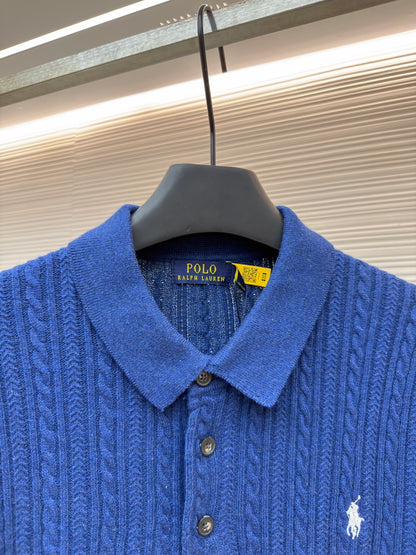 Cable-Knit Knit Polo