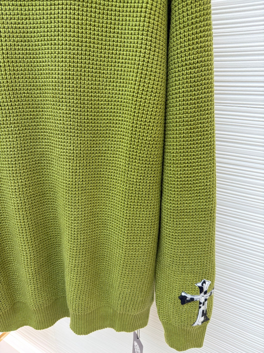 Waffle-Knit Crewneck Sweater