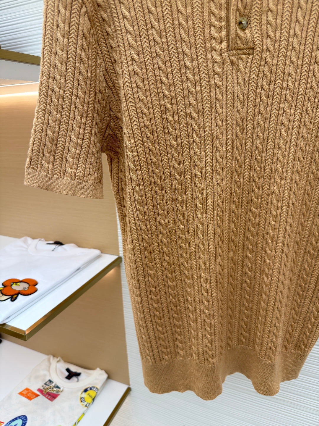 Cable-Knit Knit Polo