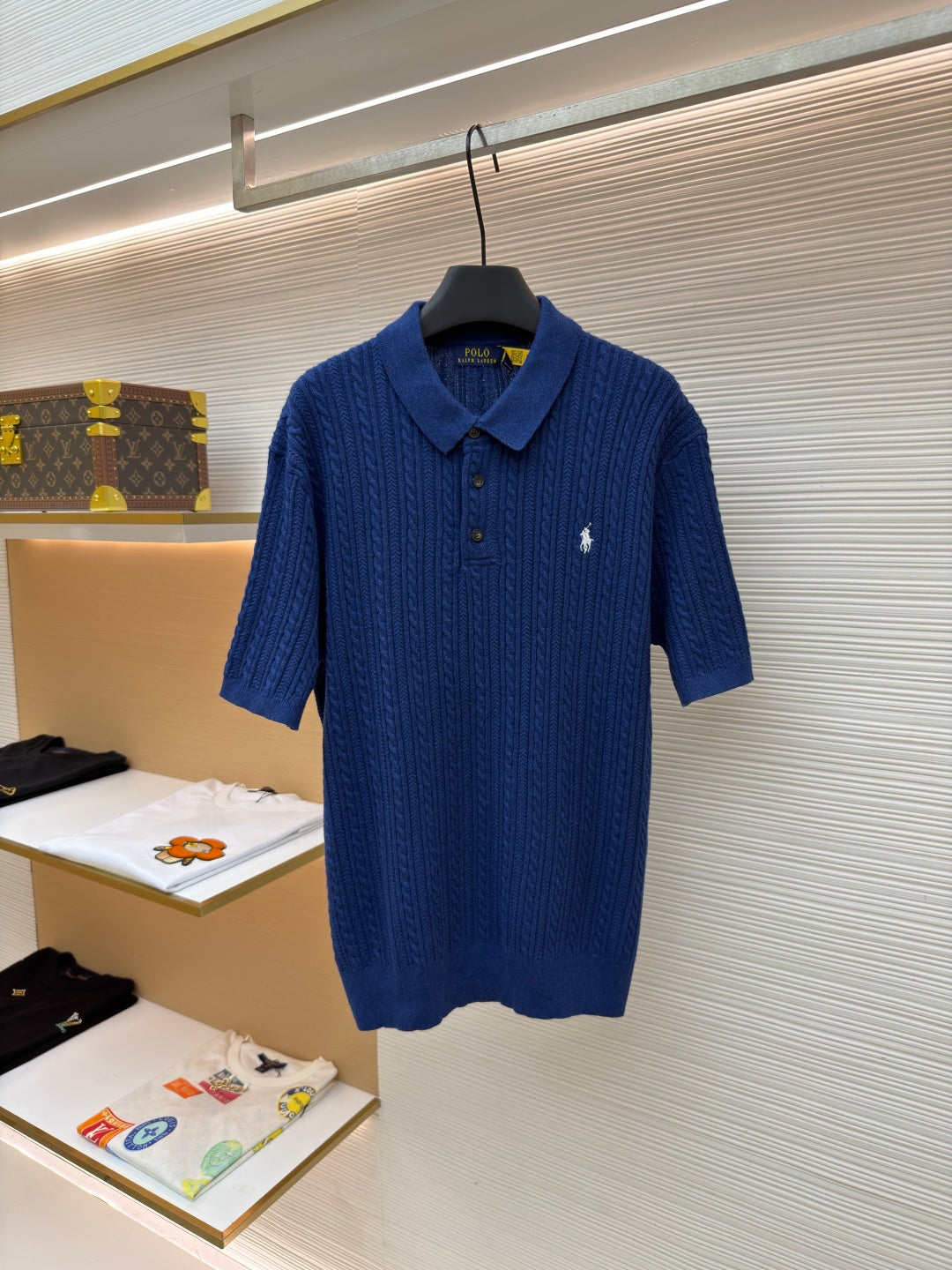 Cable-Knit Knit Polo