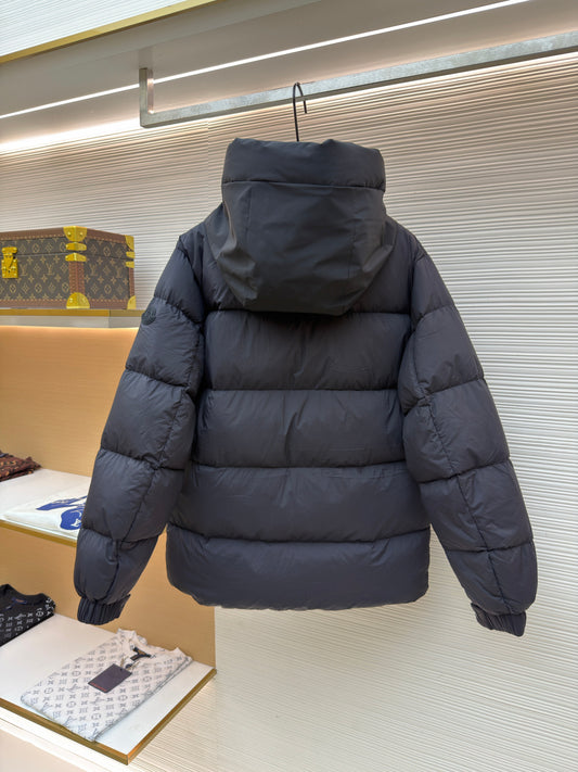 Logo Patch Hooded Down Jacket