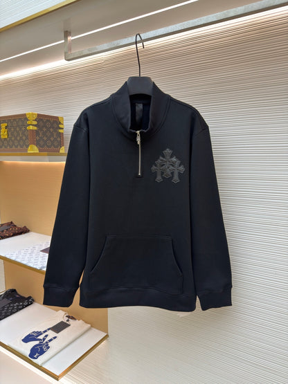 Cross Patch Half-Zip Sweatshirt