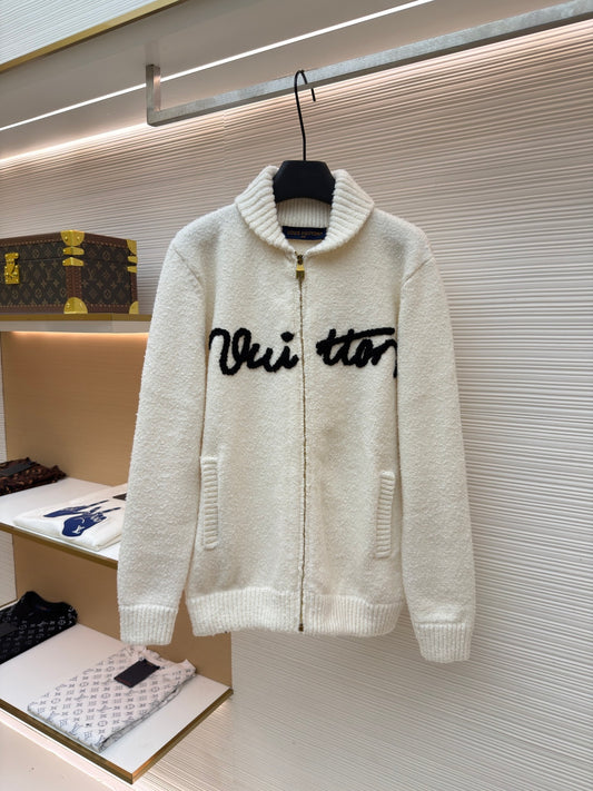 LV Logo Wool Knit Cardigan