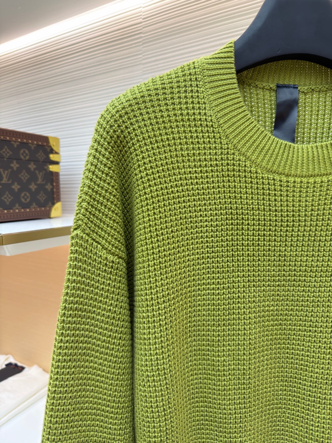 Waffle-Knit Crewneck Sweater