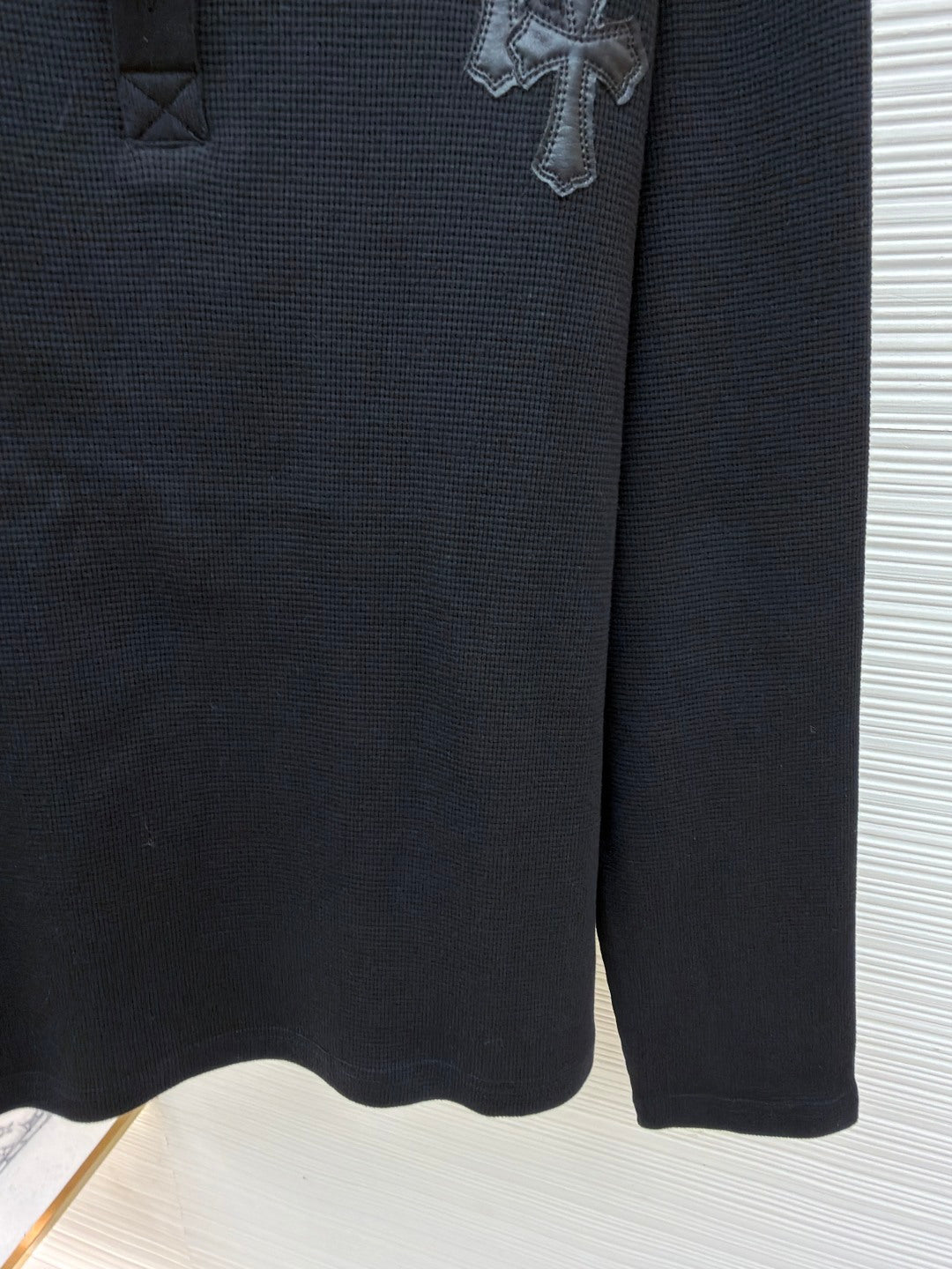 Waffle-Knit Crewneck Sweatshirt