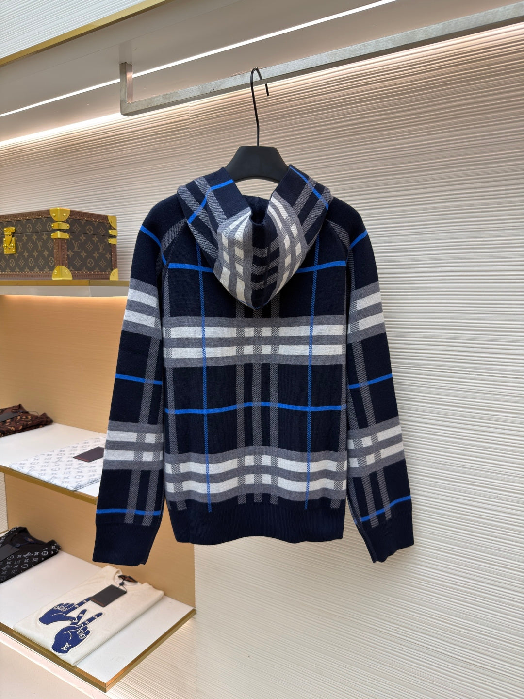 Vintage Check Cashmere Hooded Jacket