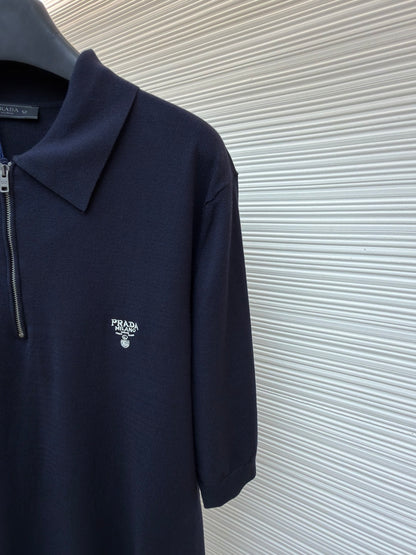 Embroidered Zip Polo