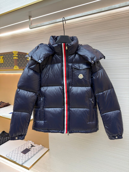 Logo Patch Hooded Down Jacket