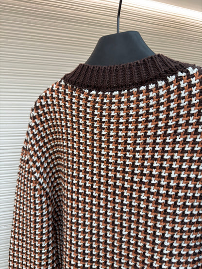 Houndstooth Knit Cardigan