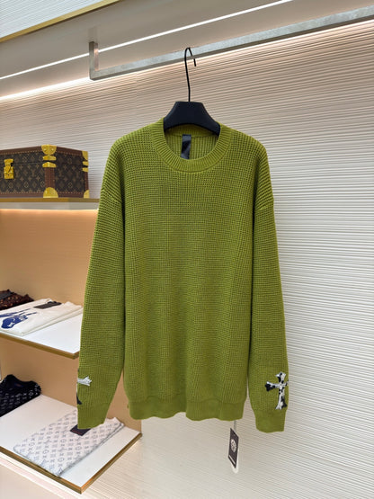 Waffle-Knit Crewneck Sweater