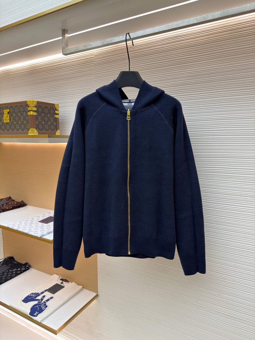 Vintage Check Cashmere Hooded Jacket