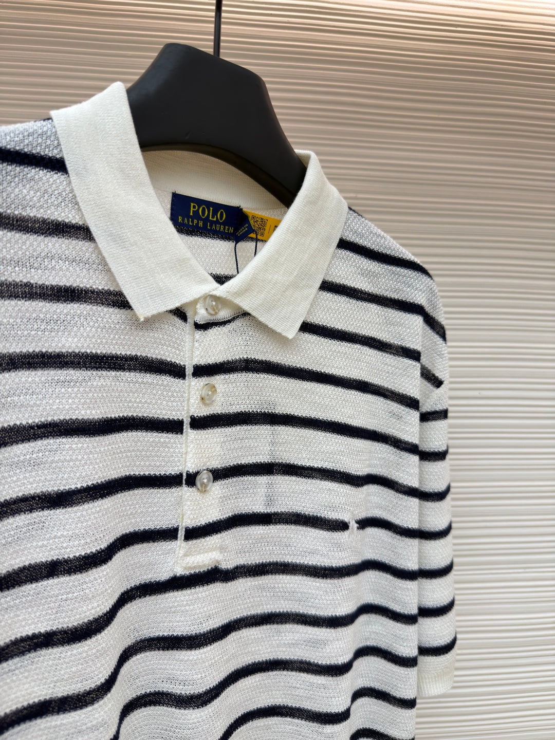 Striped Linen Knit Polo