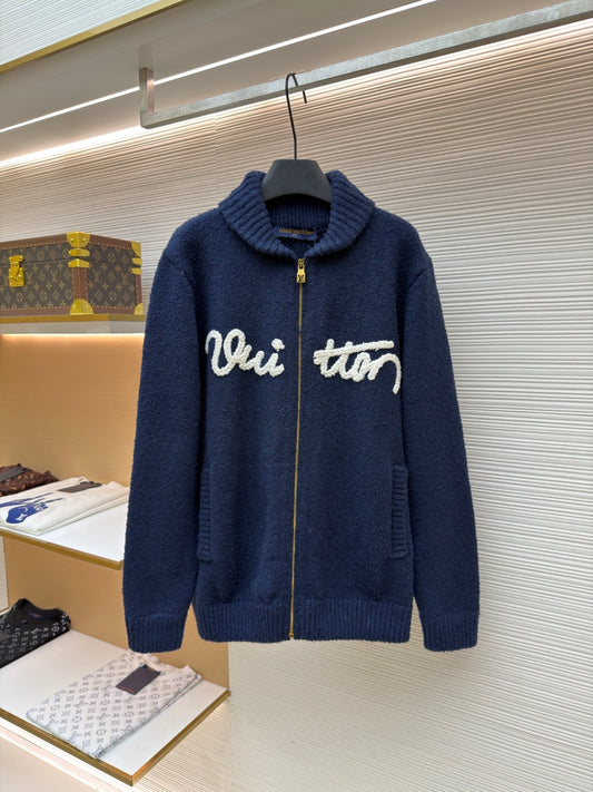 LV Logo Wool Knit Cardigan