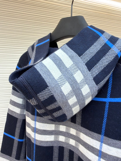 Vintage Check Cashmere Hooded Jacket