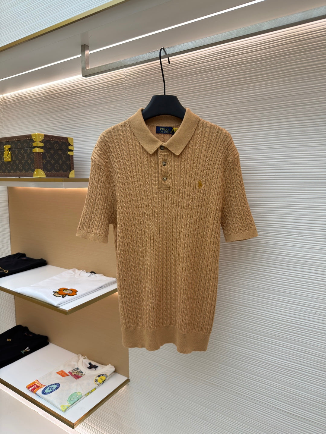 Cable-Knit Knit Polo