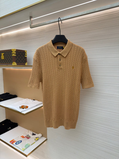 Cable-Knit Knit Polo