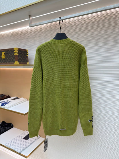 Waffle-Knit Crewneck Sweater