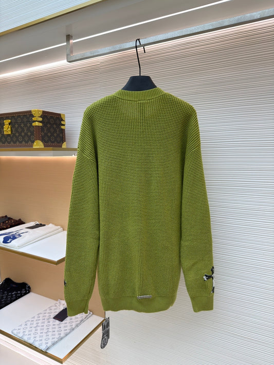 Waffle-Knit Crewneck Sweater