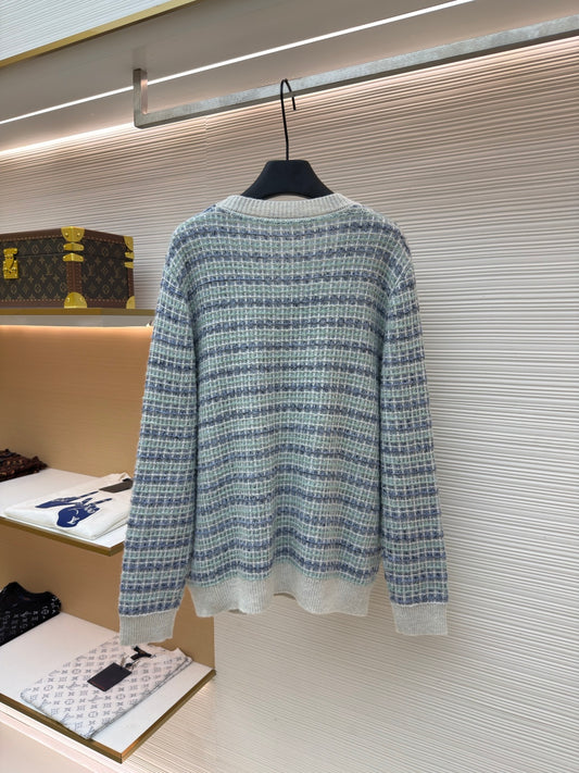 LV Logo Waffle-Knit Crewneck Sweater