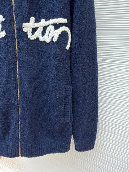 LV Logo Wool Knit Cardigan