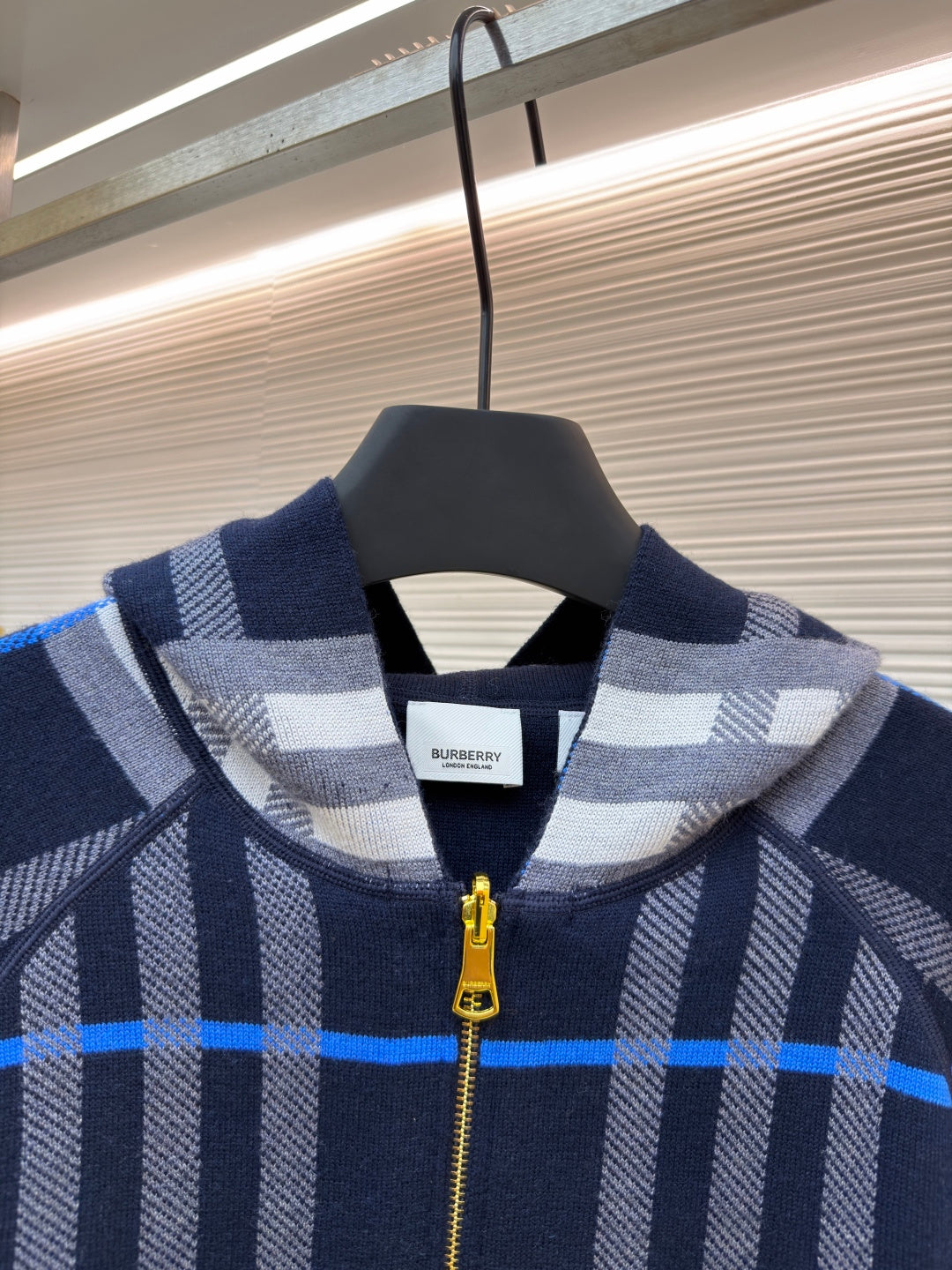 Vintage Check Cashmere Hooded Jacket