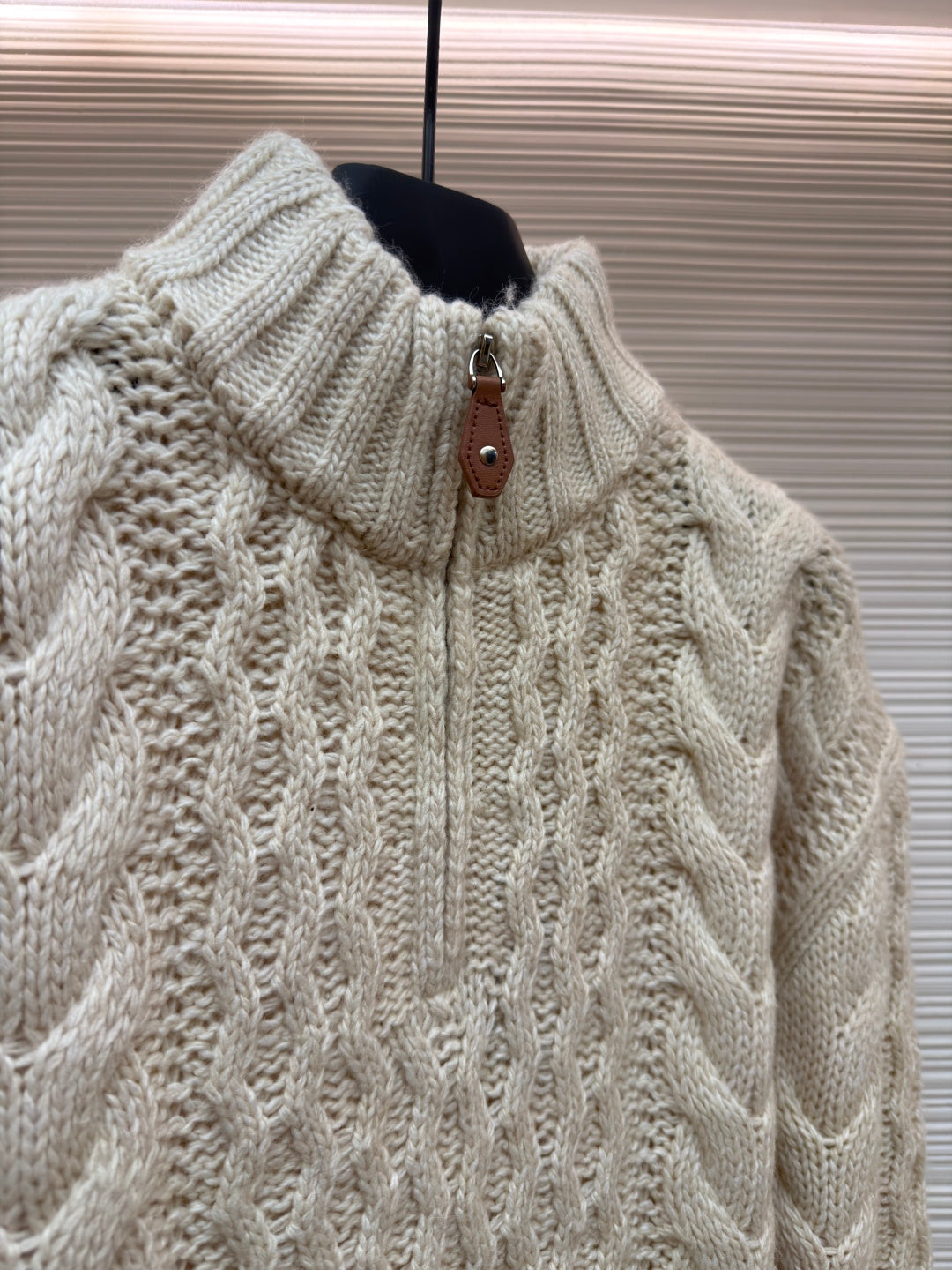 Cable-Knit Wool Half-Zip Sweater