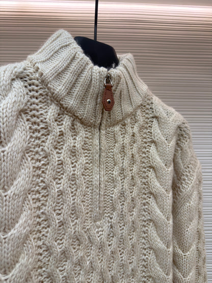 Cable-Knit Wool Half-Zip Sweater