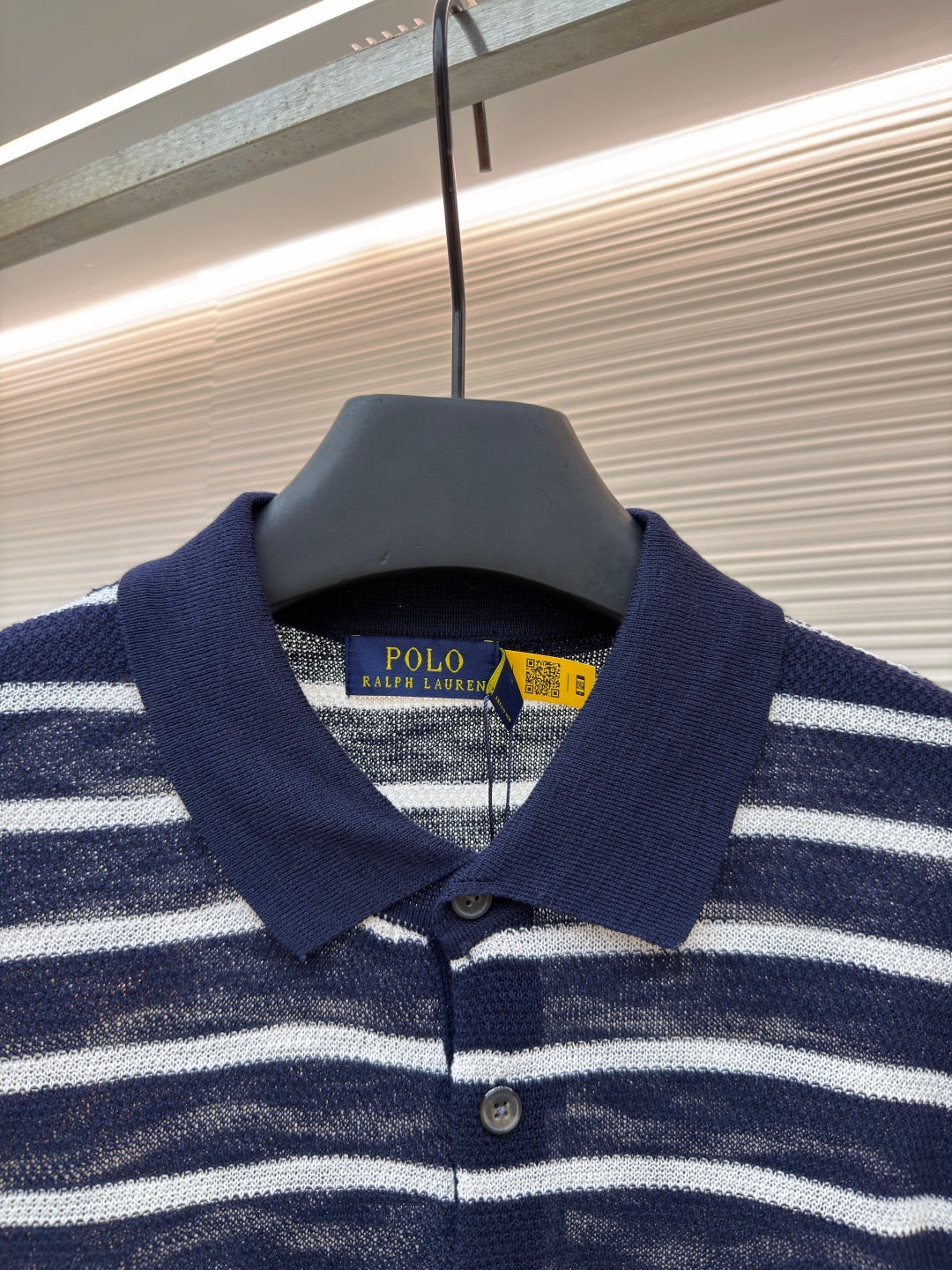 Striped Linen Knit Polo