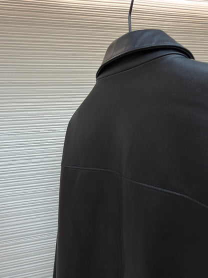 Triangle Logo Leather Jacket