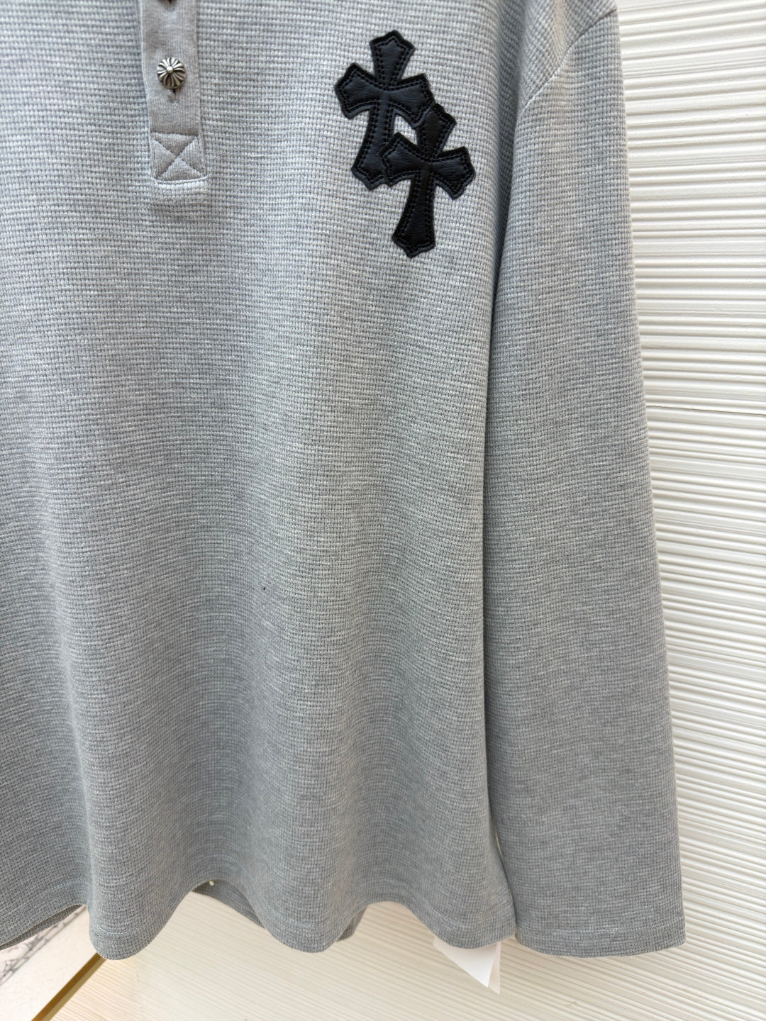 Waffle-Knit Crewneck Sweatshirt