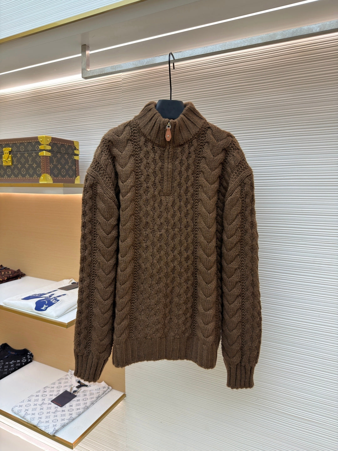 Cable-Knit Wool Half-Zip Sweater