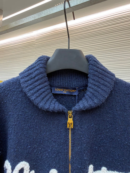 LV Logo Wool Knit Cardigan