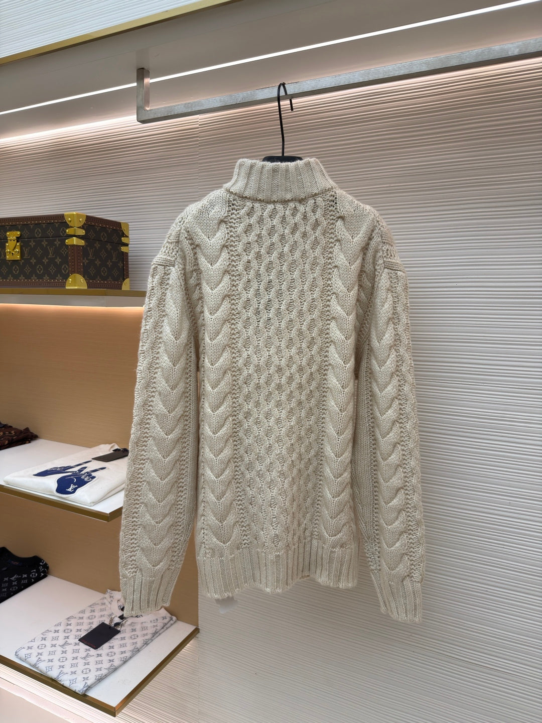 Cable-Knit Wool Half-Zip Sweater