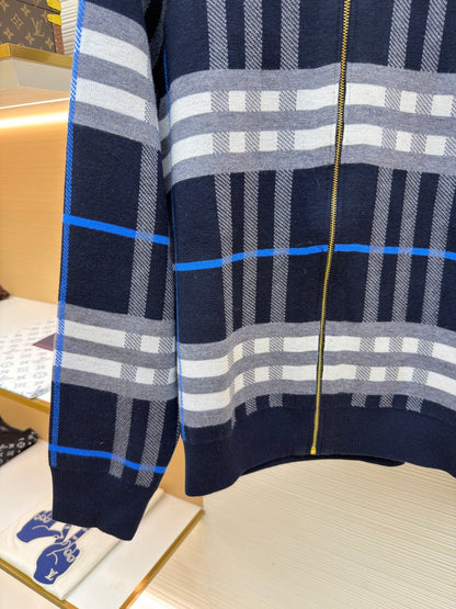Vintage Check Cashmere Hooded Jacket